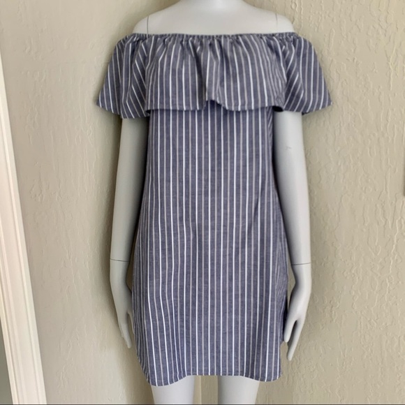 SOCIALITE Nordstrom Striped Off-The-Shoulder Mini Dress Coverup Loose Fit Small - Picture 4 of 14